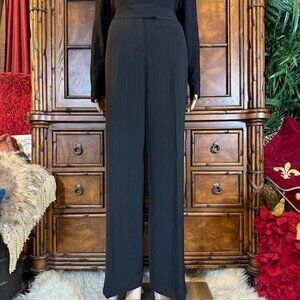 Anne Klein Napoli Black Gradient Pinstripe Full Straight Leg Trouser